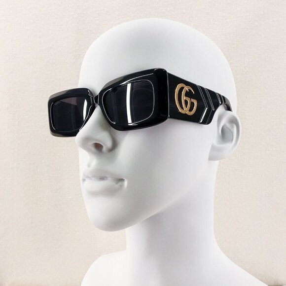 Gucci GG0811 Rectangle Sunglasses Black Gray OS - Picture 10 of 15